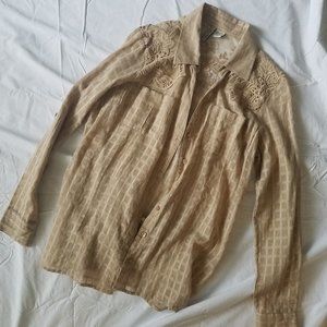 Love Potion Womens' Size XL Sheer Button-Down